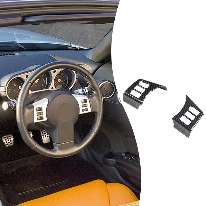 

2piece set ABS carbon fiber For Nissan 350Z 2003-2006 car steering wheel button decoration sticker car protection accessories
