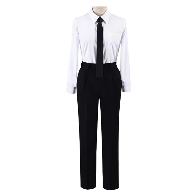 Anime Chainsaw Man Makima Cosplay Costume Black Trench Shirt Tie Pants Makima Wig Long Light Red Braid Men Women Suit Uniform