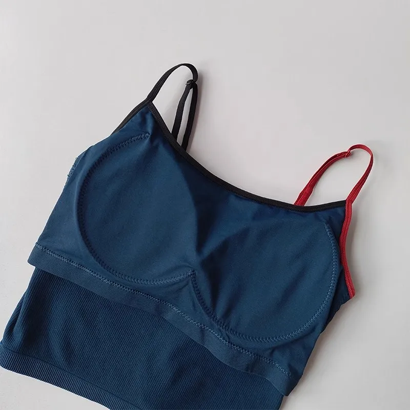 Women's Summer Color Block Yoga Fitness Vest Anti-Sagging One-Piece Camisole Fitness Suit for Active Wear