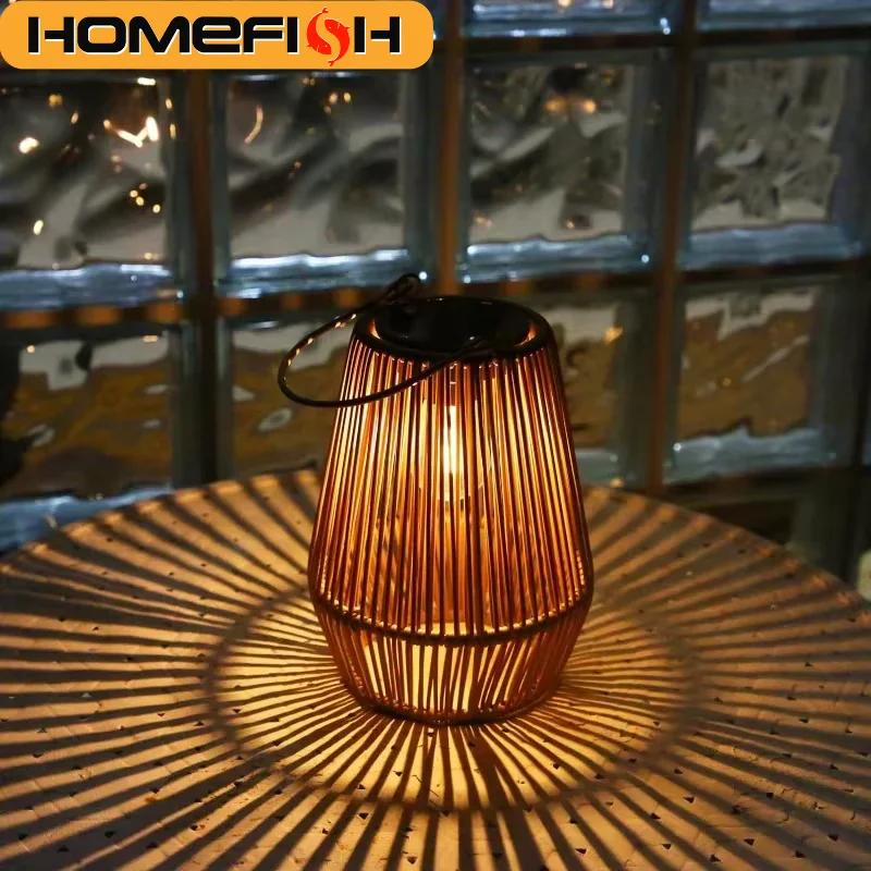 HOMEFISH 1/2 Pezzi Luci Solari da Esterno, Lanterne Solari con Filamento di Tungsteno Intrecciate a Mano per Illuminazione di Giardini, Cortili e Ville