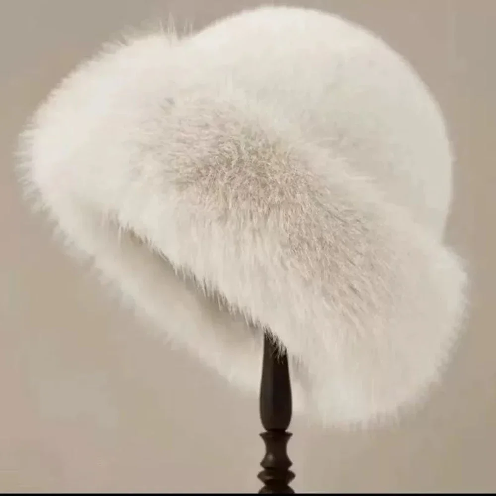 New Fluffy Fur Bucket Hat For Women Plush Fisherman Hat Warm Women's Winter Hat Thicken Cold Snowy Day Panama Cap Chrismas Gifts image 4