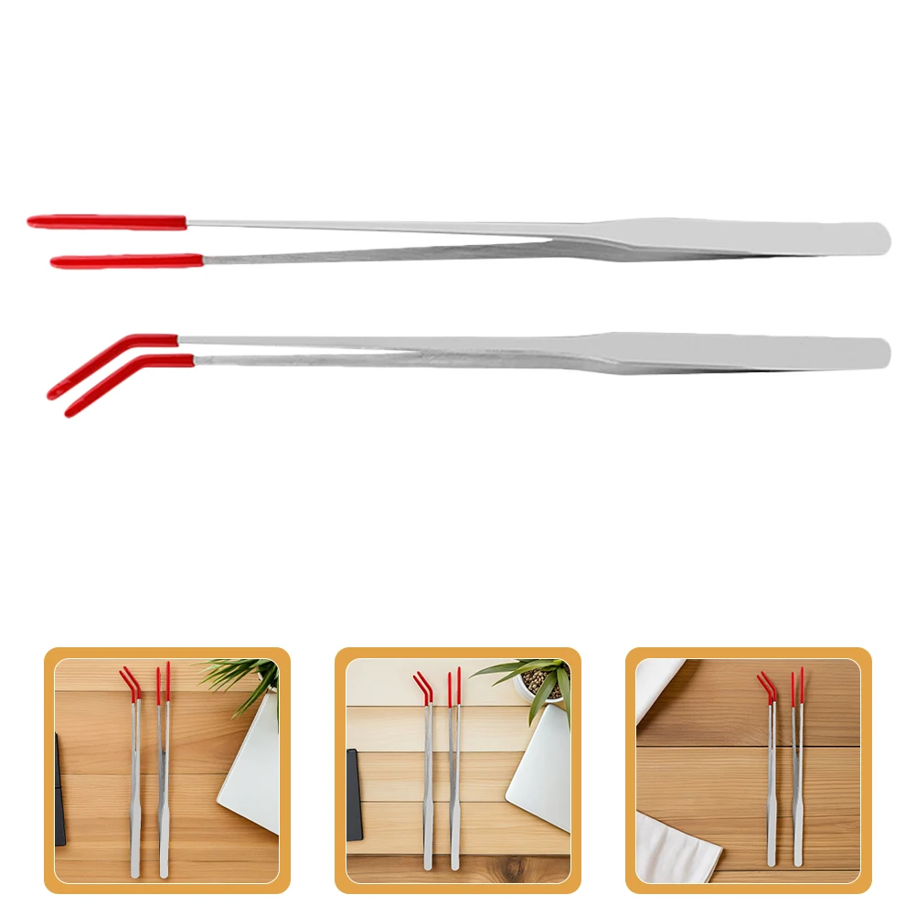 

2pcs Feeding Tweezers Stainless Steel Reptile Feeding Clamp Tongs Animal Food Fish Tank Terrarium Reptile Utensils