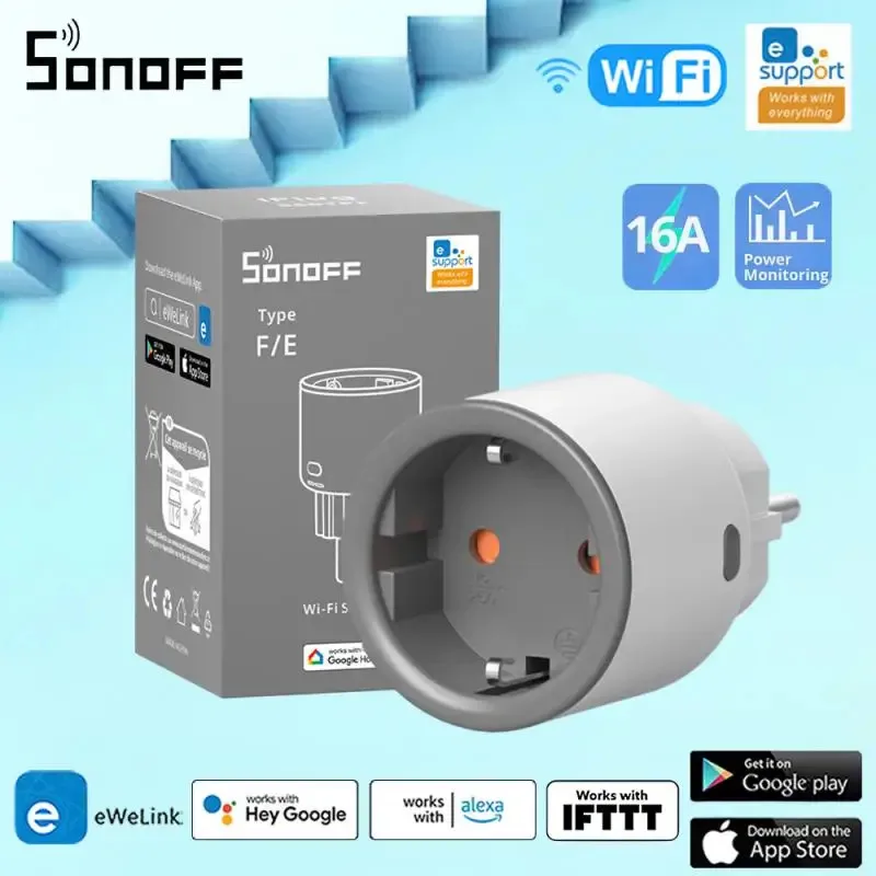 

SONOFF S60 TPF EU Wifi Smart Plug Overload Protection Timer Smart Socket Power Monitor Outlet Voice Control Alexa Google Home