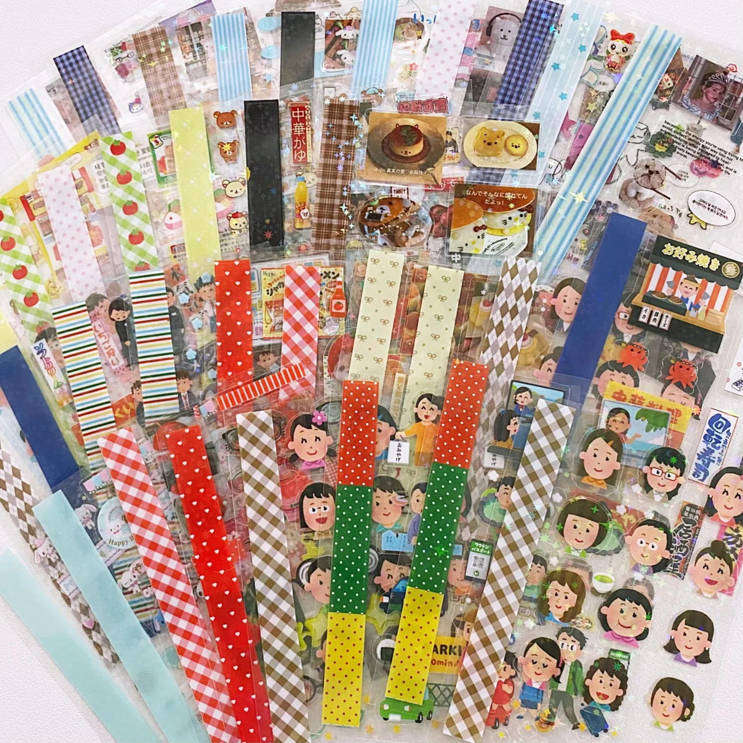 18 Sheets Japanese Kawaii Bear Food Theme Scrapbook Stickers 2-Sided Clear PET Phone Case Decor Supplies image 5