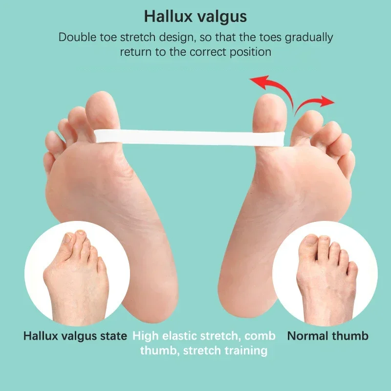 Silicone Tensile Tape Hallux Valgus Of Foot Corrective Training Exerciser Belt Toe Separator Thumb Elastic Band Foot Care Tools