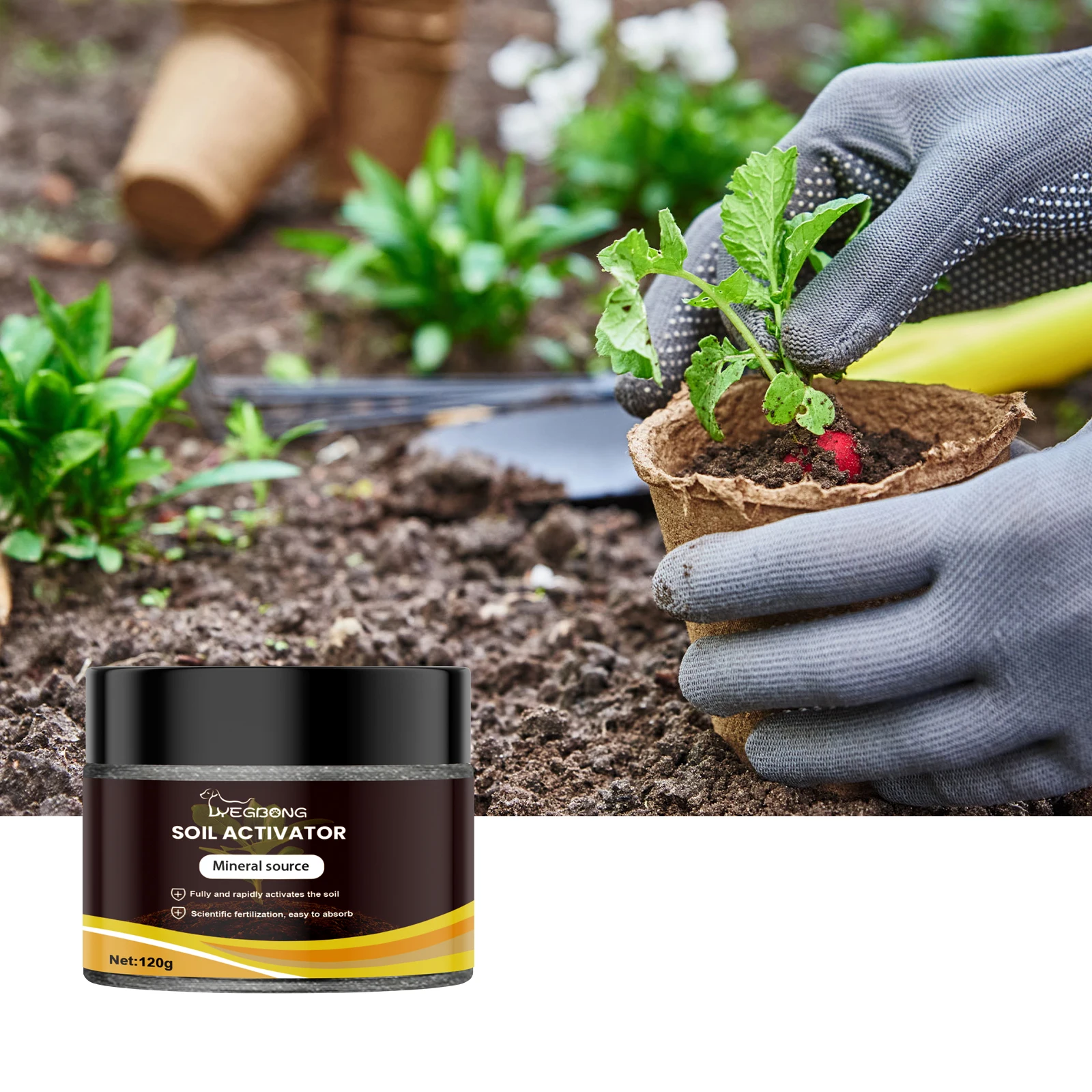 Activador de Suelo, Fertilizante Mineral Orgánico Soluble en Agua, Fertilizante para Flores, Suaviza el Suelo, Mejora el pH, Estimulante del Enraizamiento, Nutriente para Plantas