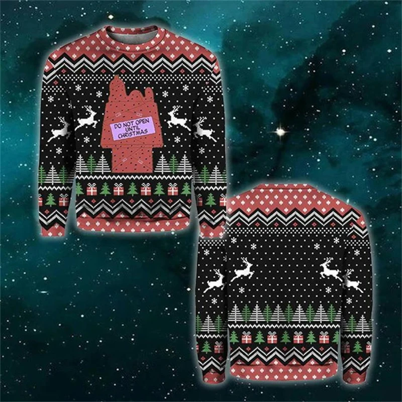 Christmas Graphic Retro Winter Ugly Sweater For Men Women 3D Print Harajuku Y2k Pullover Casual Funny Long Sleeves Men Clothing