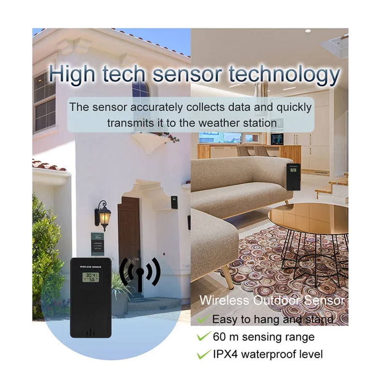 

ABVJ-Weather Station Thermometer Hygrometer Multifunction Electronics Desktop Alarm Clock Battery Wireless Sensor