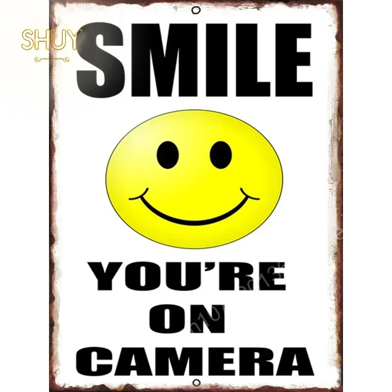 علامة معدنية قديمة من القصدير ، علامة تحذير أحمر ، مراقبة فيديو على مدار 24 ساعة ، لوحة مخصصة ، صورة للمحلات ، البار ، المقهى ، اللغة الإنجليزية والإسبانية