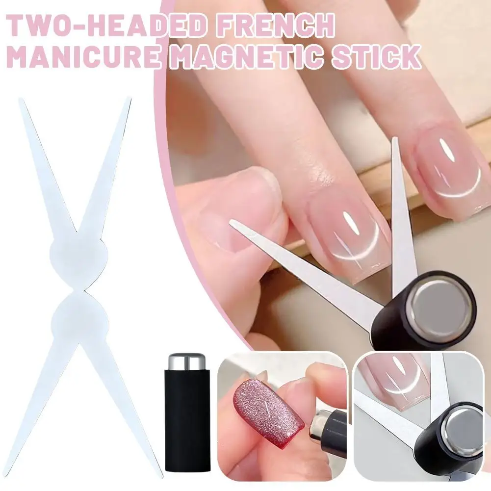 Ensemble d'aimants pour Nail Art français à Double tête, combinaison de tiges magnétiques œil de chat, pour Nail Art, bricolage, effet en forme de V, vernis à ongles Gel, aimant
