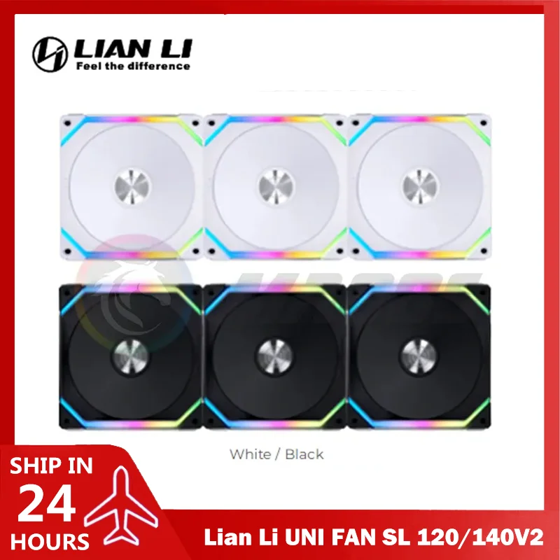Lian Li UNI FAN SL V2 SL120 SL140 Evolution, улучшенная версия, Комплект вентиляторов ARGB L-Connect 3 Control, 1 / 3 упаковки