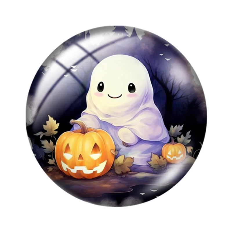 Halloween Pumpkin Ghost 0pcs 12mm/18mm/20mm/25mm Round Photo glass cabochon demo flat back Making findings