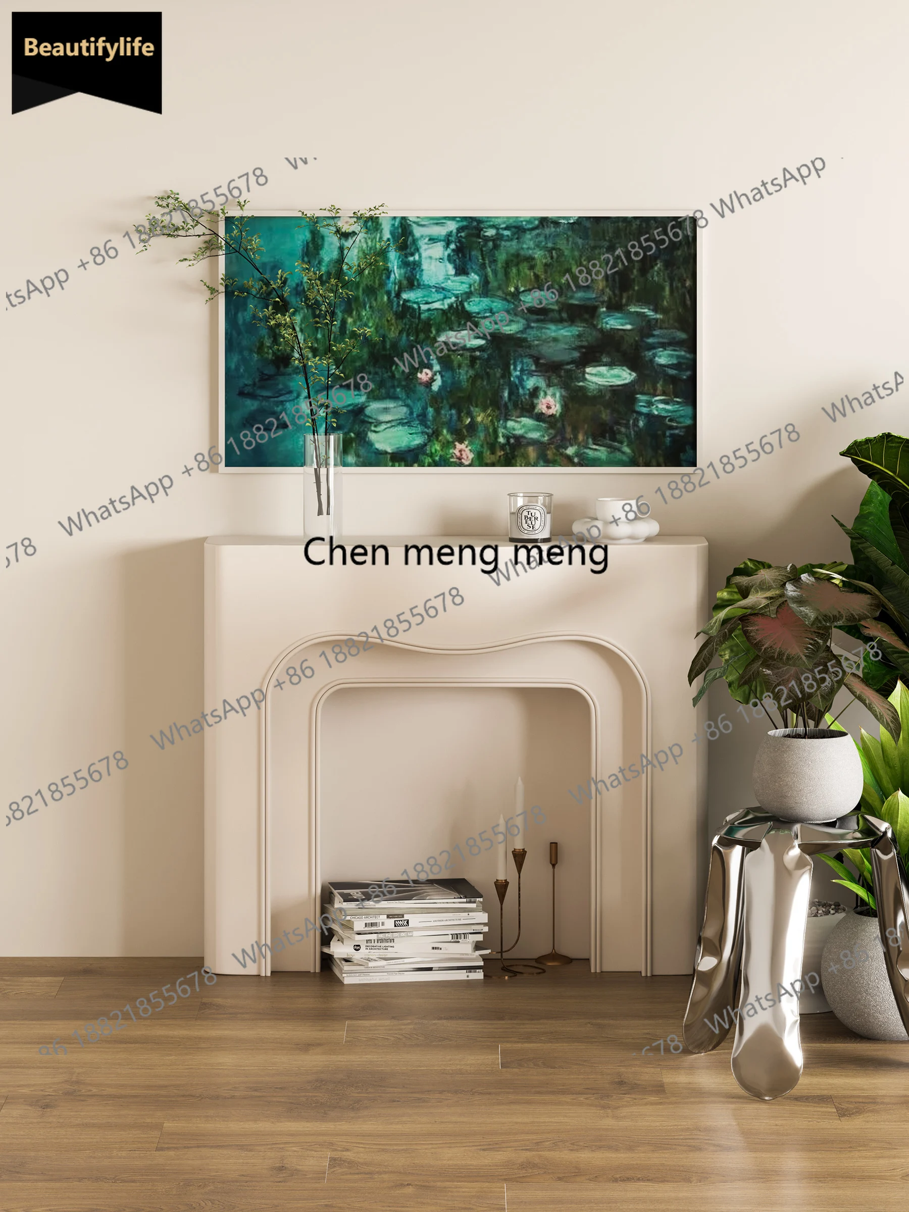 A95 Simple stylish wall‑side fireplace side cabinet, atmospheric decorative furnishing for living‑room & bedroom ornament.