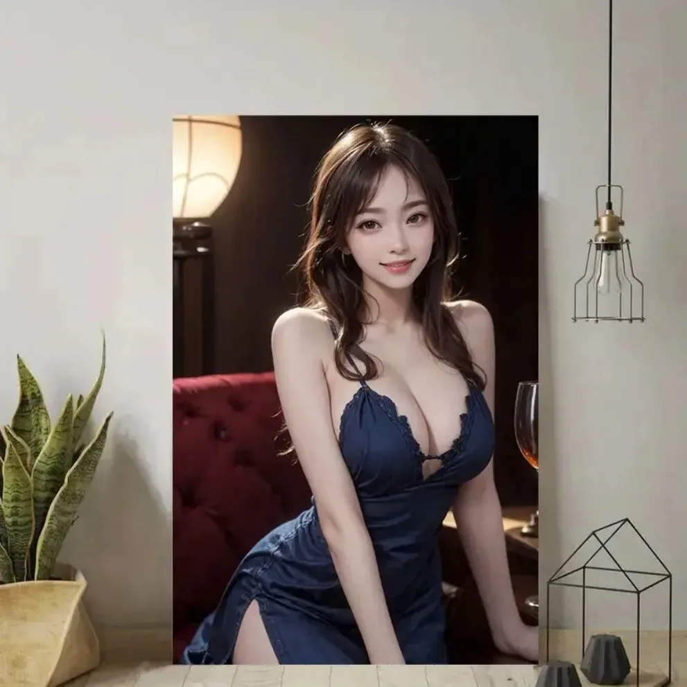 Modern Wall Art Frameless Elegant Woman Poster Painting Home Bedroom Gym Library Decor
