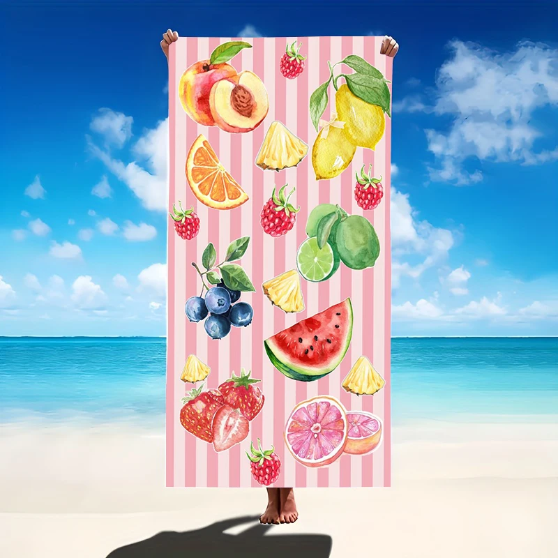 Blue White Vertical Stripe Yellow Bikini Line Art Clothesline Print Microfiber Quick Dry Trendy Coasta Pool Beach Bath Towel