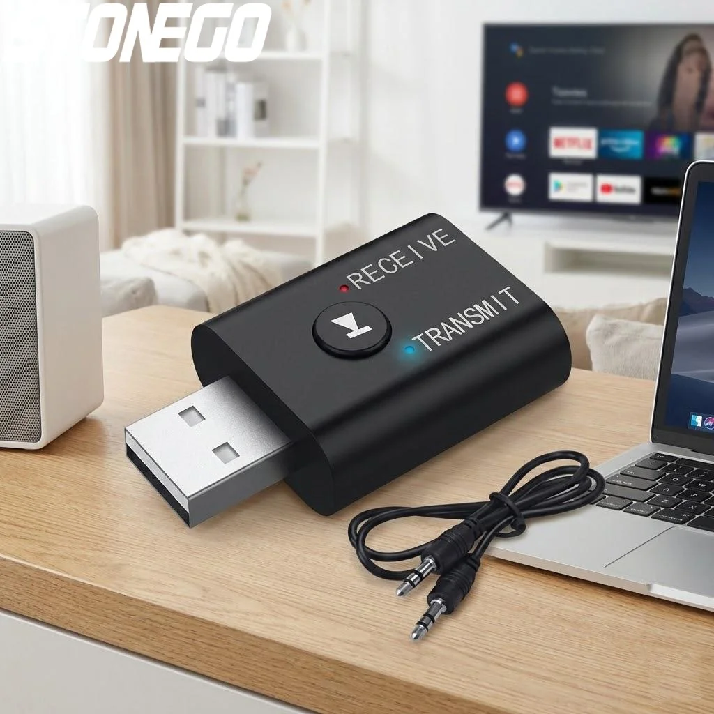 Bluetooth Five Zero Audio Adapter 2 In 1 Wireless Receiver Transmitter Mini Portable for TV Car Speaker