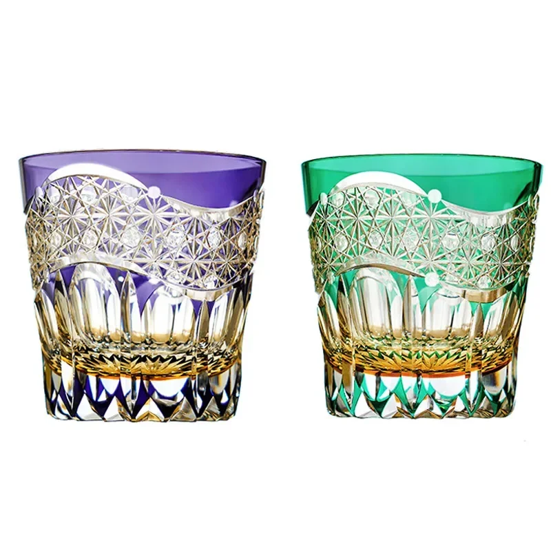 Japanese whiskey crystal glass foreign wine cup, purple household juice cup gift box.