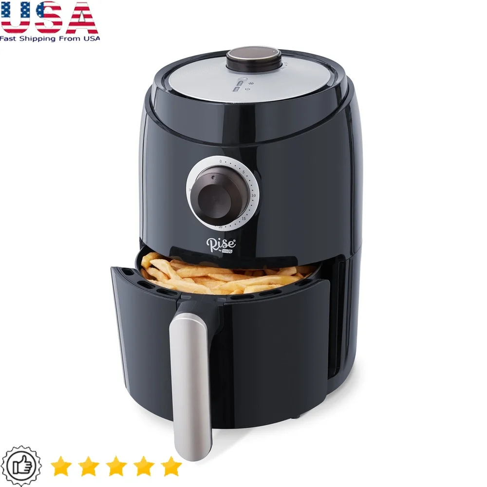 Compact Air Fryer Oven 2 Quart Non-Stick Basket Temp Control Auto Shut Off Recipe Guide Easy Clean Hot Air Cooking