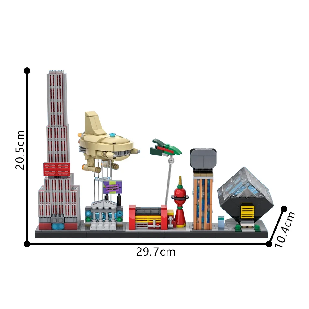 

MOC Futurama Animation-skyline Building Blocks Space City Architecture Micro Technic Station Spaceship Model DIY Bricks Kids Toy