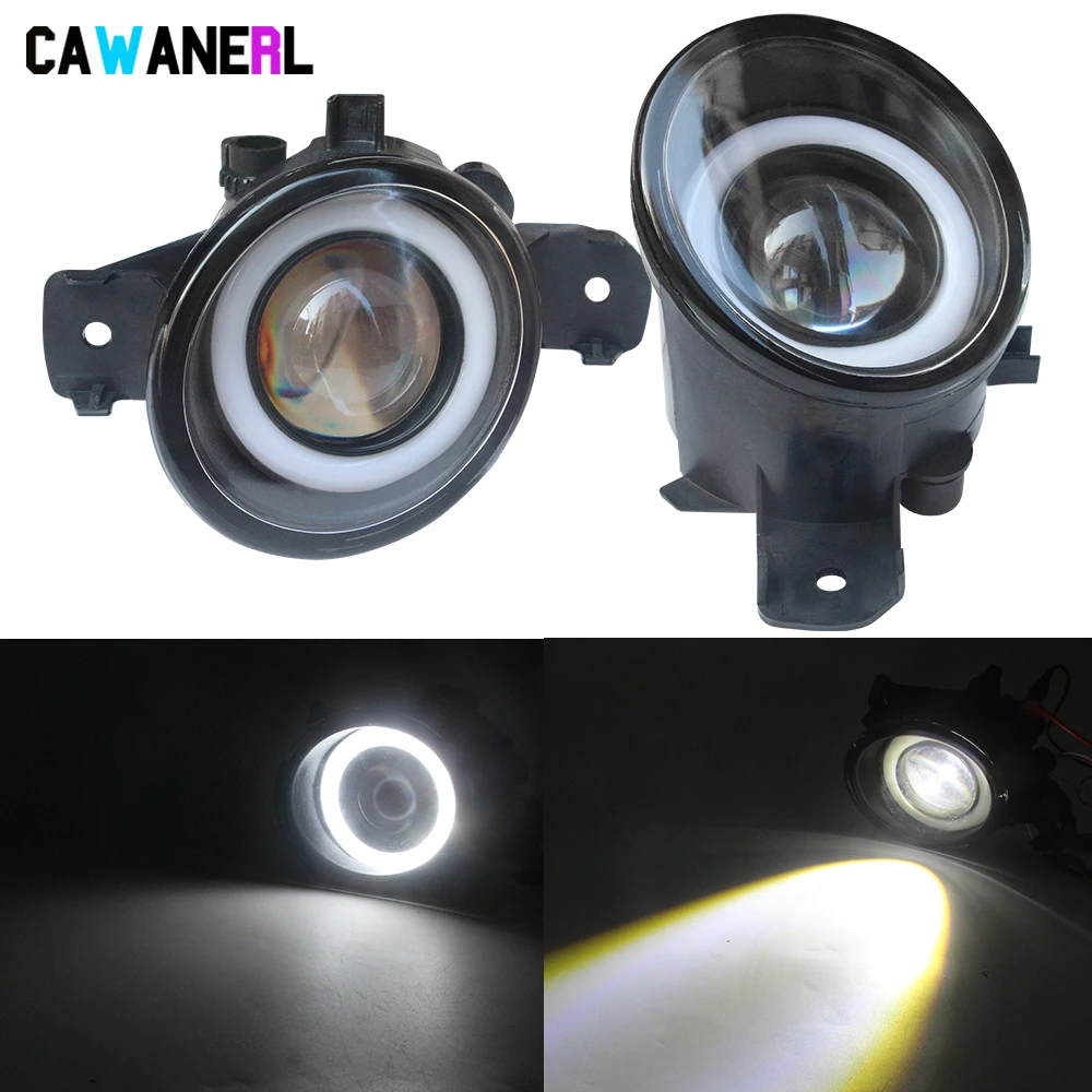 2 X Car LED Fog Light Assembly COB Angel Eye DRL Fog Daytime Lamp For Nissan X-Trail Xtail Teana Almera Juke Murano Micra NV400