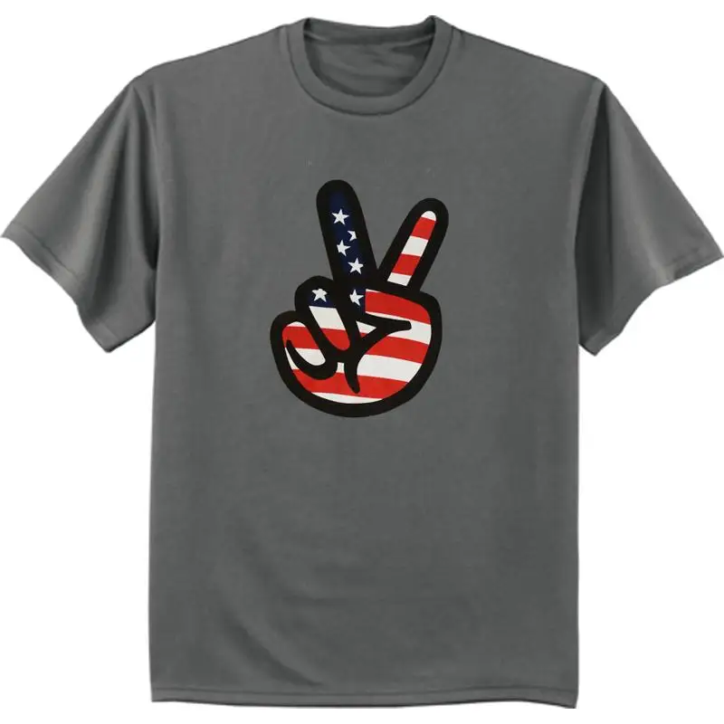 Peace Sign T Shirt American Us Flag Pride America Usa Dark Gray Tee