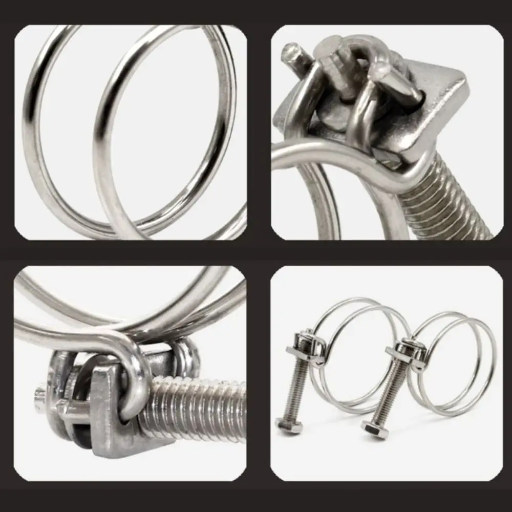1Pc Double Wire Hose Clamp Throat Hoop Fixed Pipe Clip 304 Stainless Steel Assortment Kit Pipe Hoop
