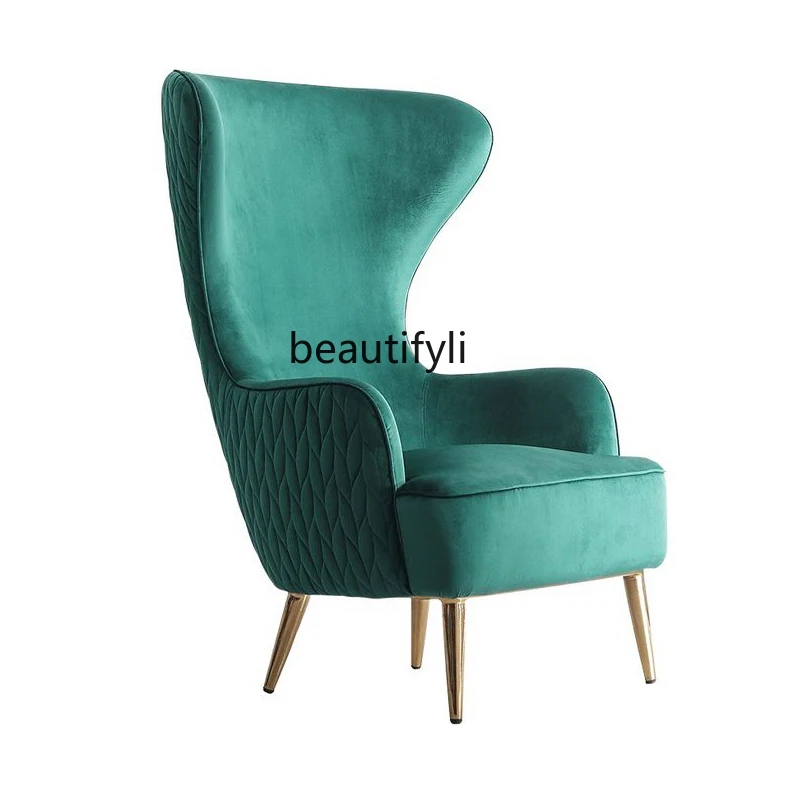 Modern European and American Style Soft Outfit Model Room Fashion Casual High Back Wingback Chair Light Luxury Image Bar Sofa