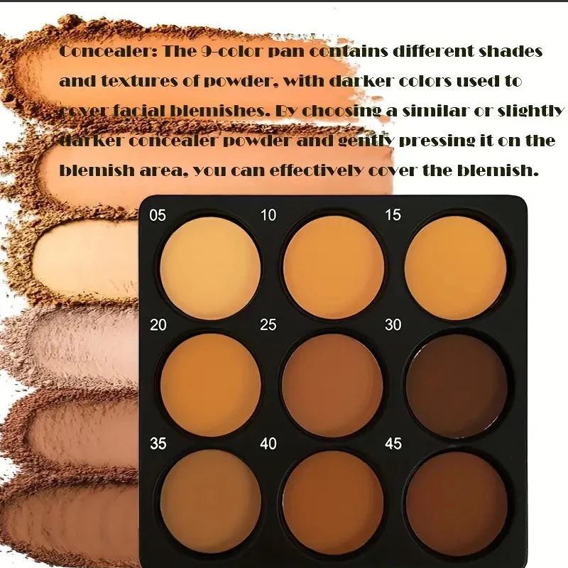 9-Farben-wasserdichter Kontur-Concealer, matte Palette, mittlere bis tiefe Farbtöne, 3D-Bildhauerei, Ölkontrolle, langanhaltendes Make-up