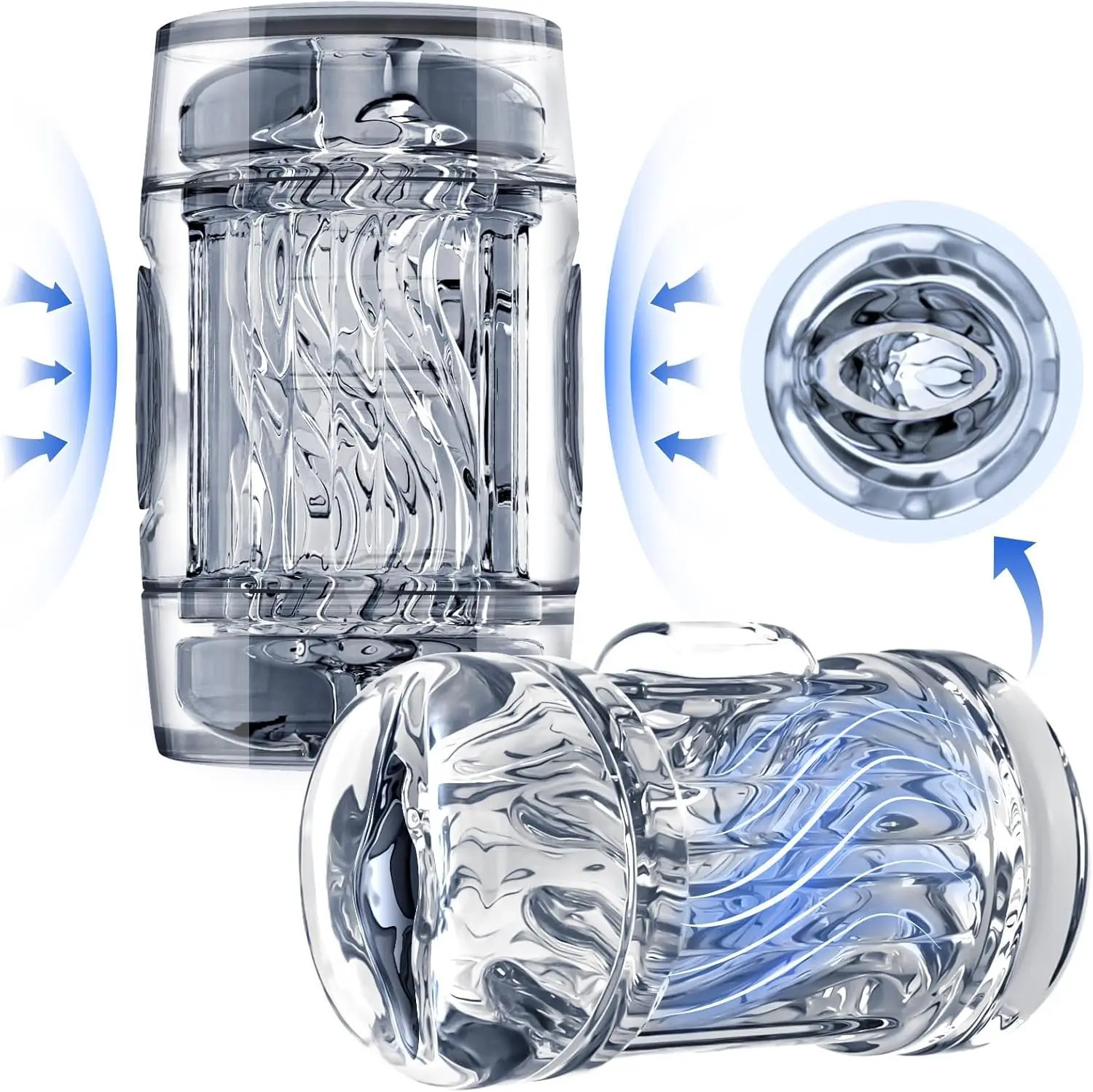 ألعاب جنسية للاستمناء للرجال - مهبل ذكر قابل للعصر بملمس حلزوني، لعبة للبالغين بأكمام القضيب المفتوحة للمهبل والفم #2