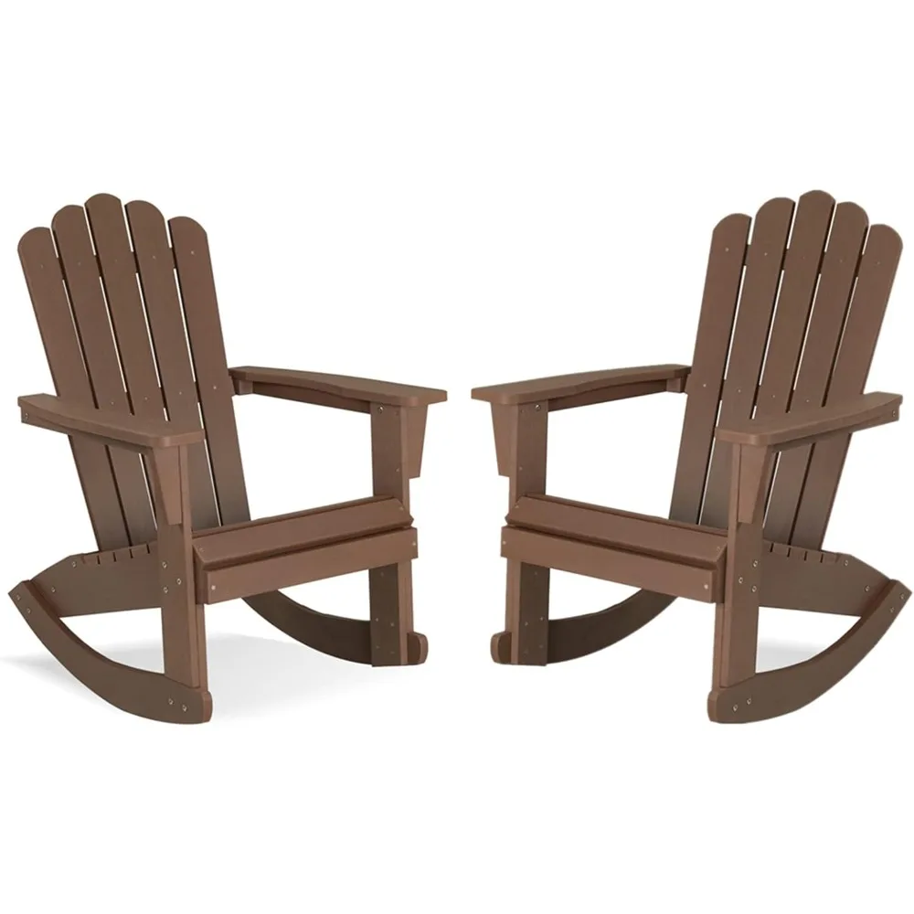 

Outdoor Adirondack Patio Rocking Chair, Poly Lumber Porch Rocker with High Back, Outdoor Rocking Chairs Set of 2