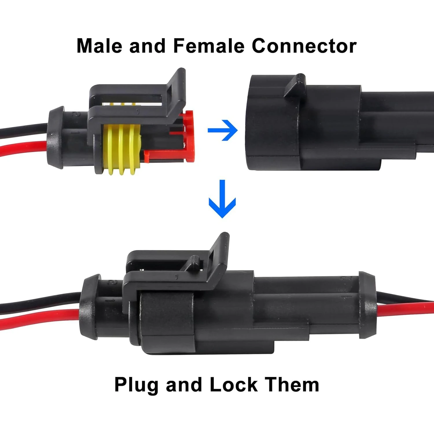 8 pares de conectores de 2 pines, enchufe eléctrico impermeable de 2 pines, conectores de cable eléctrico automático, conectores automotrices de desconexión rápida