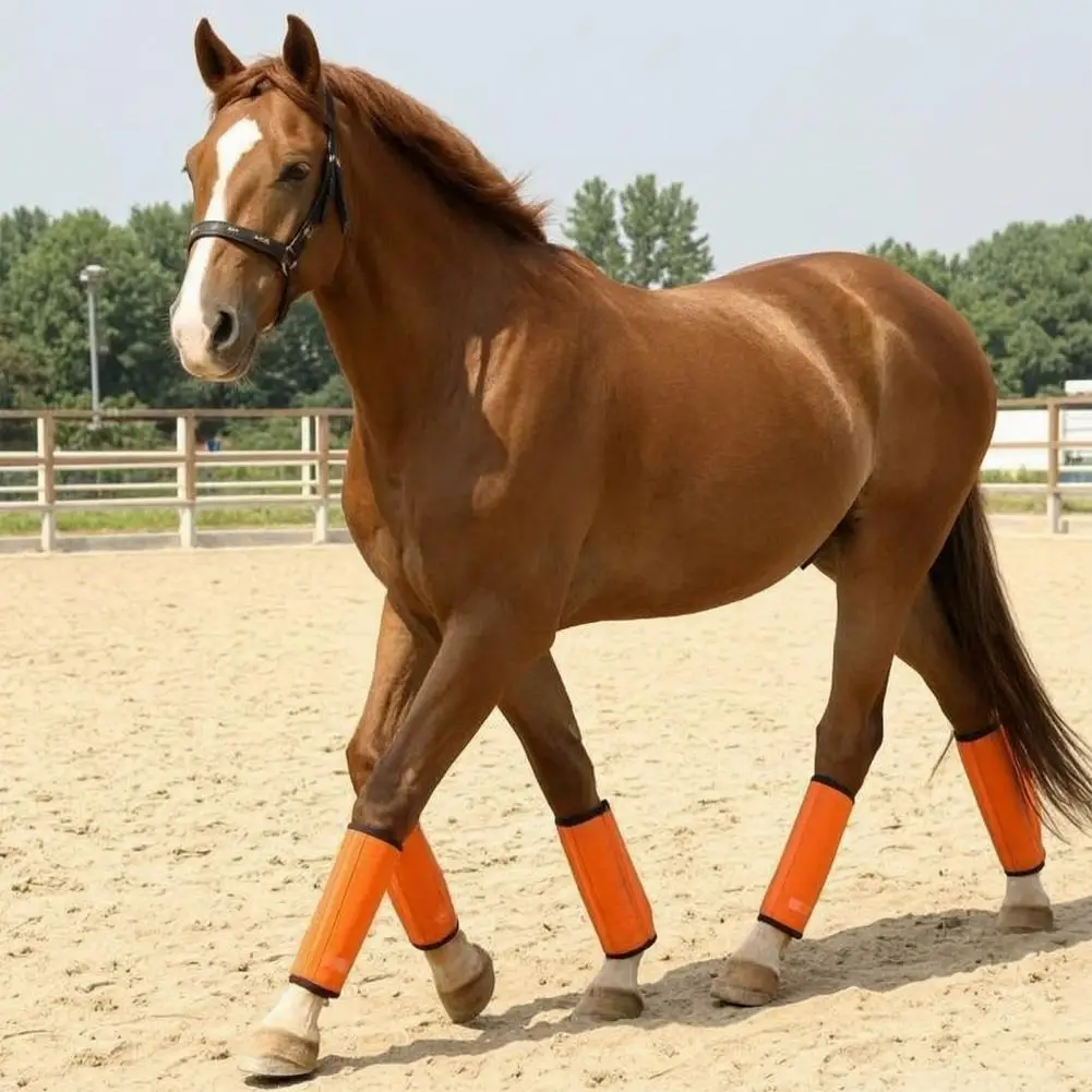 4Pcs Summer Horse Fly Boots Breathable Reduce Stomping Flies Bites Horse Mesh Leg Wrap Adjustable Horse Leg Protective Cover