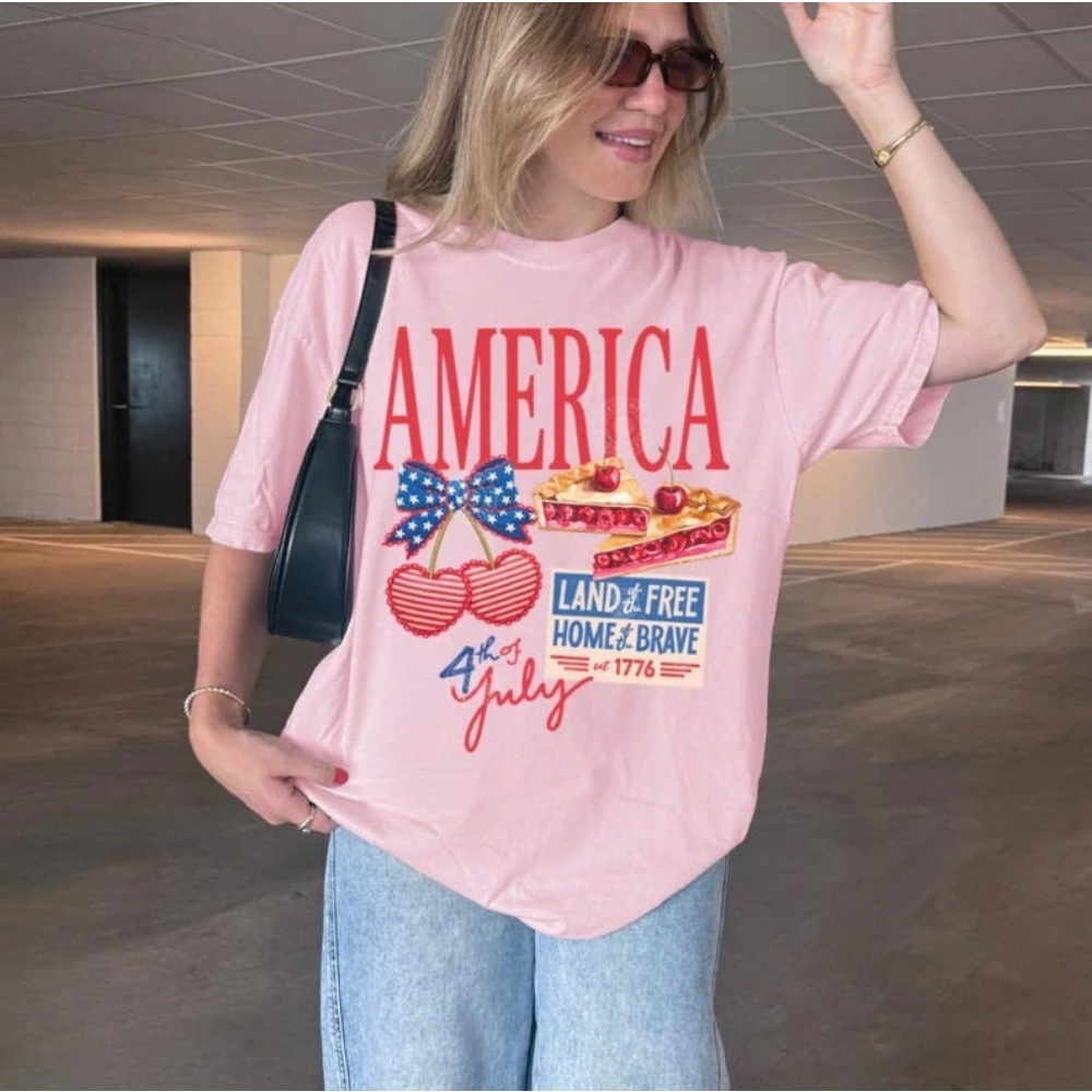 America Shirt USA 250th Anniversary Tees Patriotic Tee Retro 4th of July Shirt, American Flag Clothes Fourth of July Gift