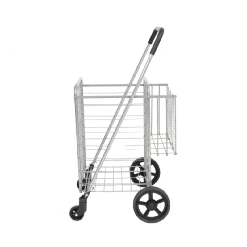 custom.45KGS Folding Shop Trolley Cart Slivery Factory Custom Portable Supermarkets Use Wire Car square Tube