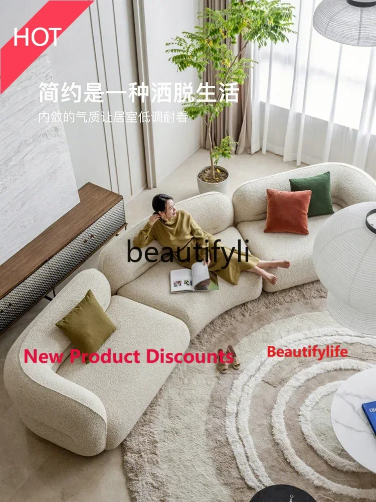 X188 Nordic Creative Fabric Sofa Set Simple Japanese Style Light Luxury Small Apartment Living Room Three-Seater Sofa LT