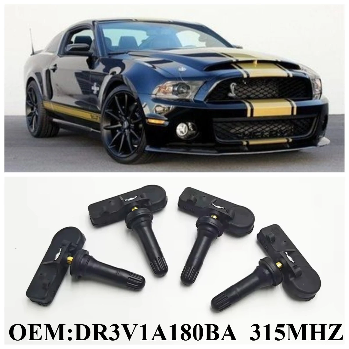 1/4 Peças OEM # DR3V1A180BA # Sensor de Pressão de Pneus TPMS 433MHZ Para # FORD: MUSTANG SHELBY-GT500 (13-15, Alimentado por Bateria Panasonic CR2032)