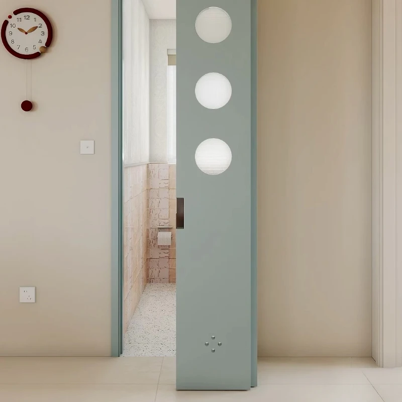 Small blue  180 degree folding door hole wooden door glass bathroom kitchen door bedroom flat folding