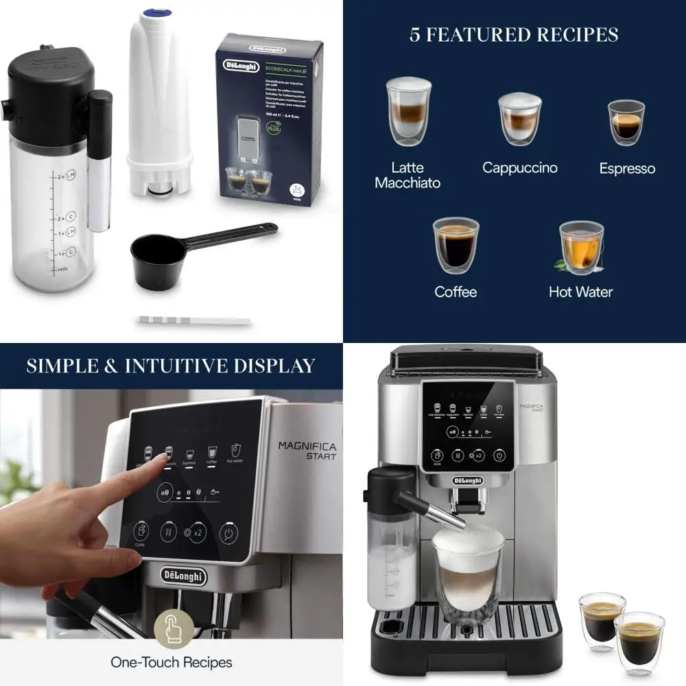 

Magniica Start Automatic hine with Auto Milk rother & Built in Grinder - 5 One-Touch Recipes, Easy-to-Clean, Home Barista Coee M
