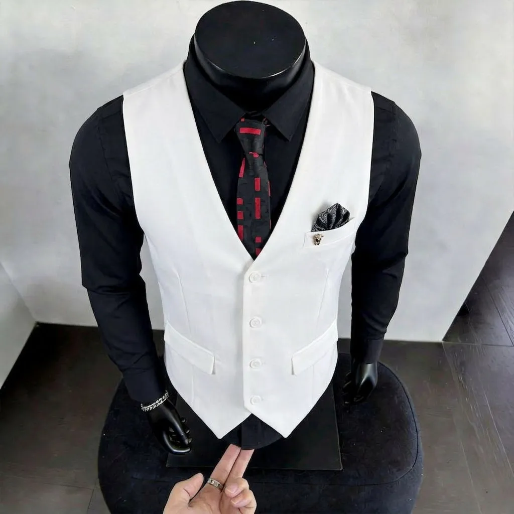 British Style Business Casual Suit Vest Men Women Disco Waiter Nightclub Sleeveless Vests Social Party Server Uniform Waistcoat