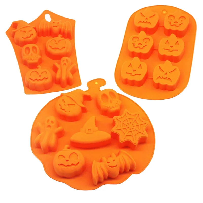 3 PCS Silicone Halloween Mold With Shape Of Skull Bat Ghost For Party Gift Handmade Soap Mold