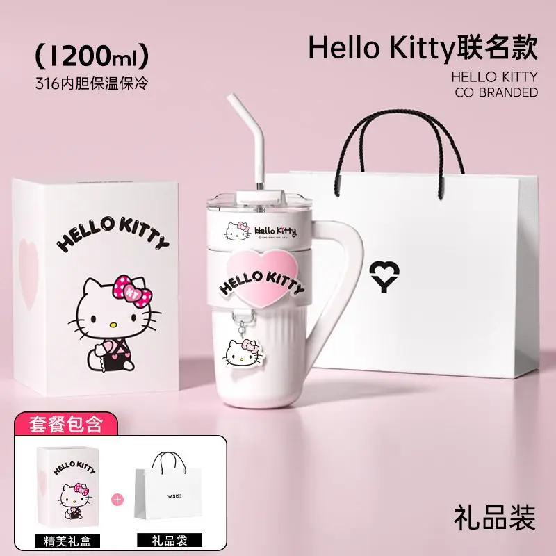 

Sanrio Hello Kitty, летняя изолированная чашка, женская кофейная чашка, подарок на день рождения, соломенная чашка для воды большой емкости для девочек, праздничные подарки