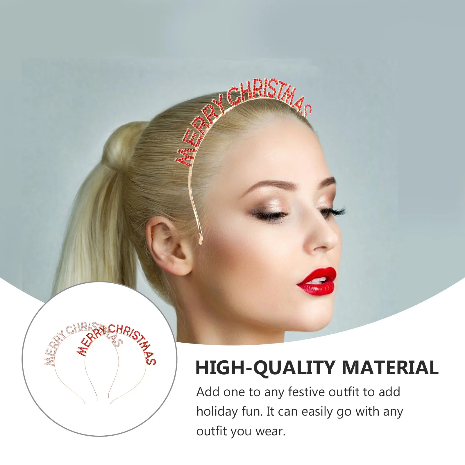 

2pcs Rhinestone Headband Letter Hairbands Party Accessories Christmas Festival New Year Headdress Trendy Alloy Accessories