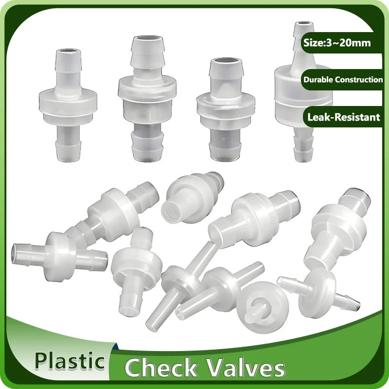 Non-Return Check Valve Plumb Universal One-Way Flow Control Valve 3-20mm Plastic Pagoda Connector for Air Water Gas Liquid
