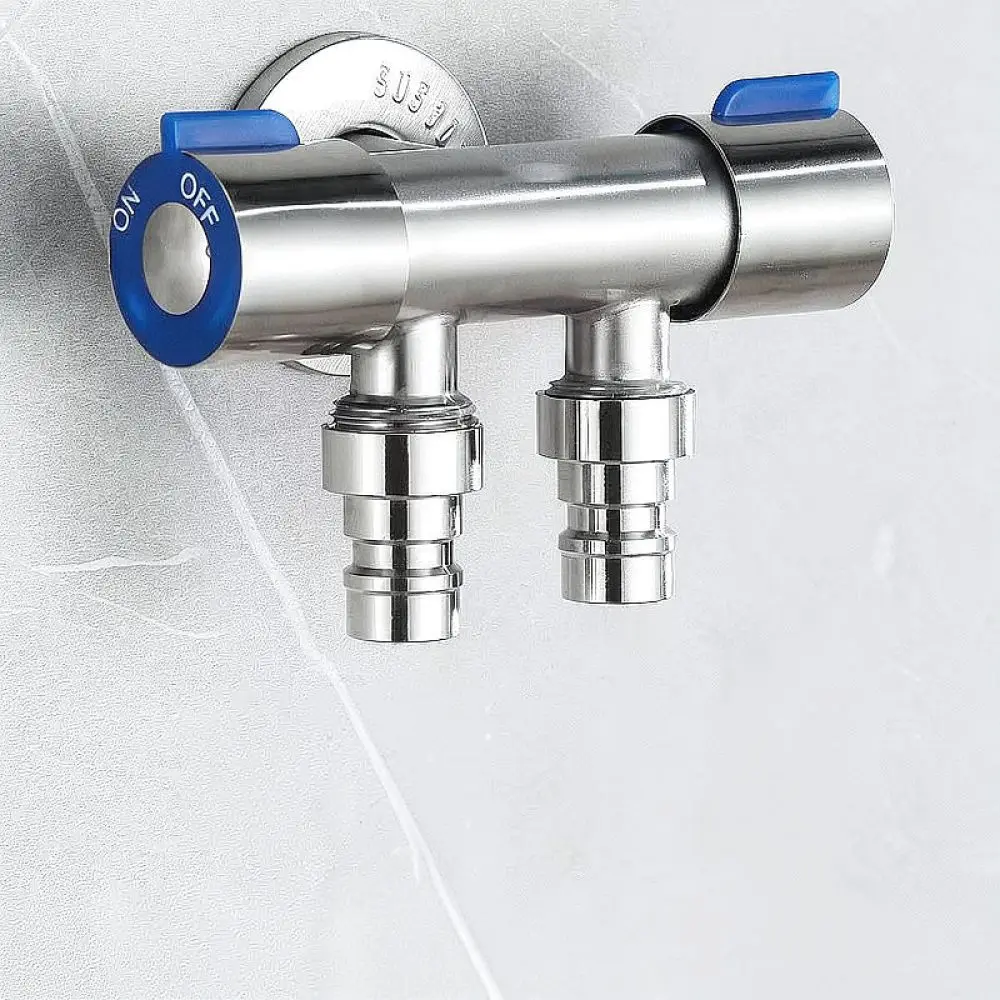 304 Stainless Steel Dual Faucet Angle Valve Washing Machine Bidet Applicator Water Splitter Toilet Plumbing Supply