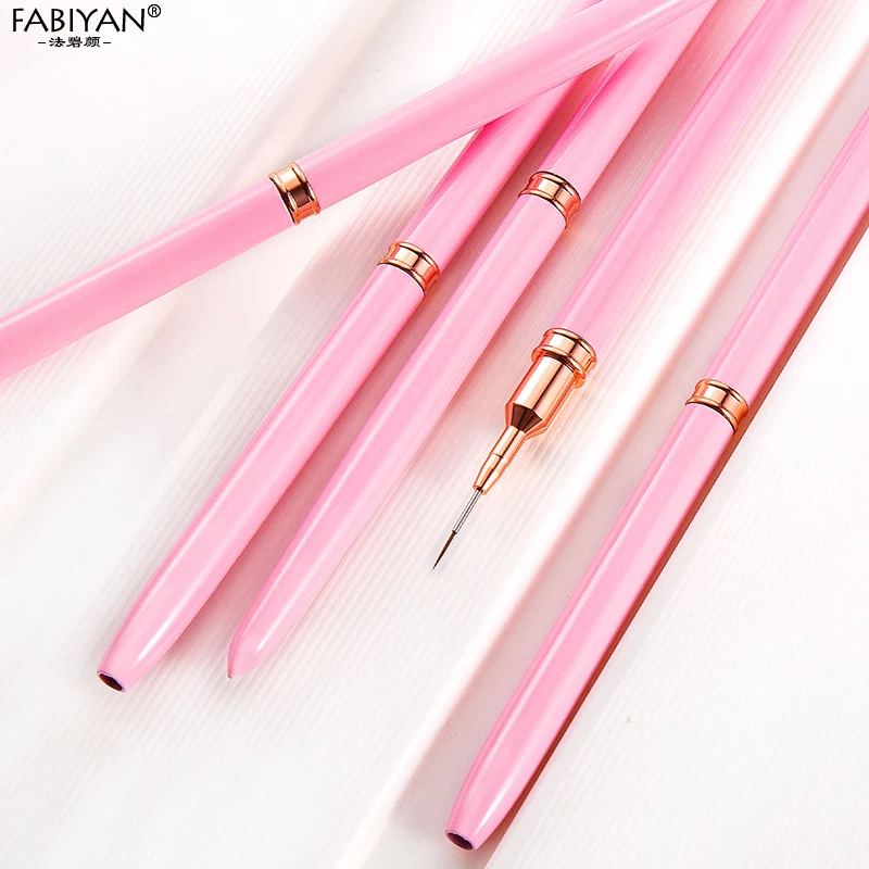 7/9/11/15/20mm Nail Art Liner Brush linee di disegno fai da te Stripe Flower Painting Pen Pink