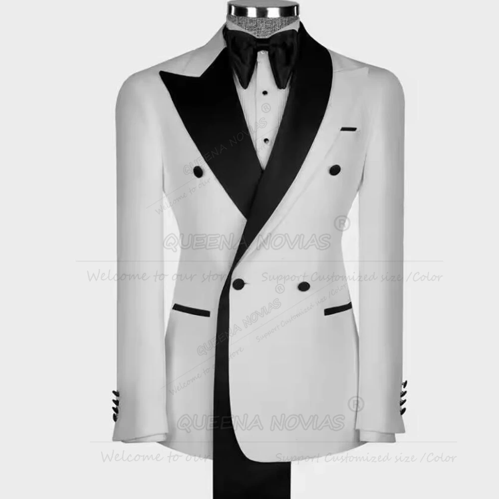 أنيقة تقسم الرجال دعوى الملابس 2 قطعة مجموعة مزدوجة الصدر سترة السراويل نحيل العريس الزفاف البدلات الرسمية مخصصة Terno Masculino #2