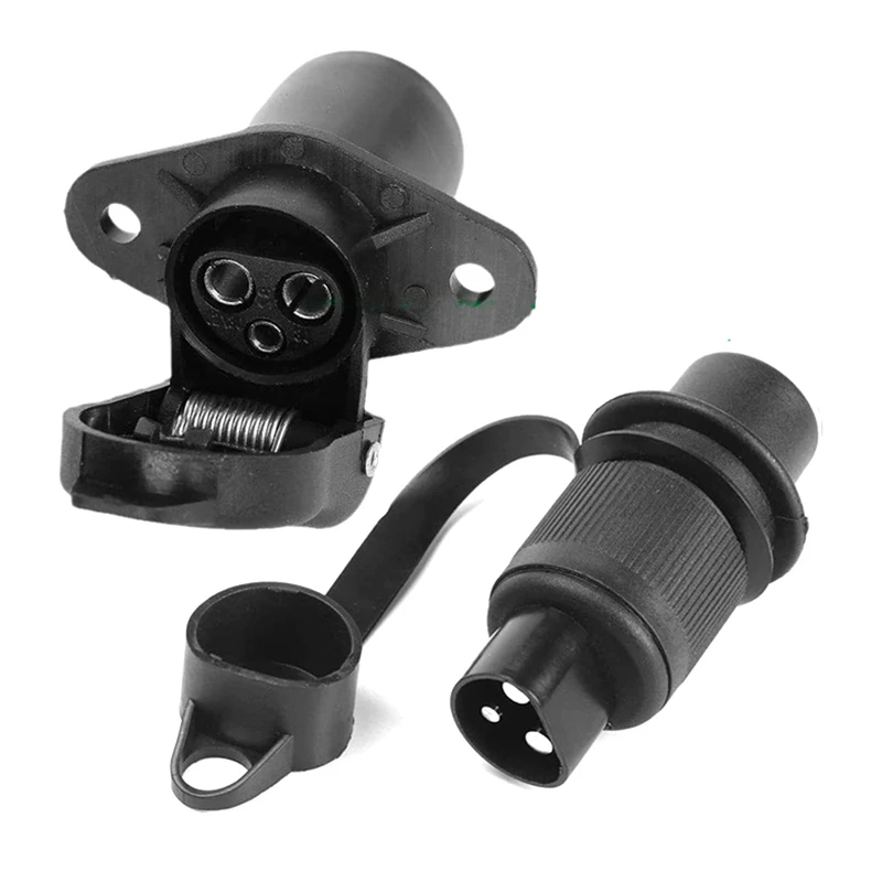 3 Pin Trailer Socket Connectors Round 3 Pole Plug-in Trailer Tractor Plug For Electrical Caravan Truck 12V