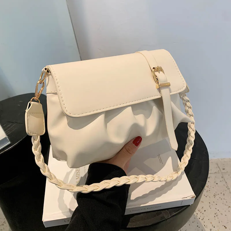 Women Shoulder Bag Leather Messenger Handbag Trend 2023 Designer Luxury Fashion Female Armpit Bag Ladies White Underarm Bag