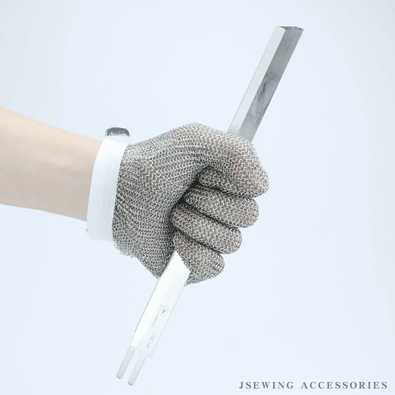 Stainless Steel Mesh Safety Glove For Cut Protection, Ambidextrous, Adjustable Wrist Strap