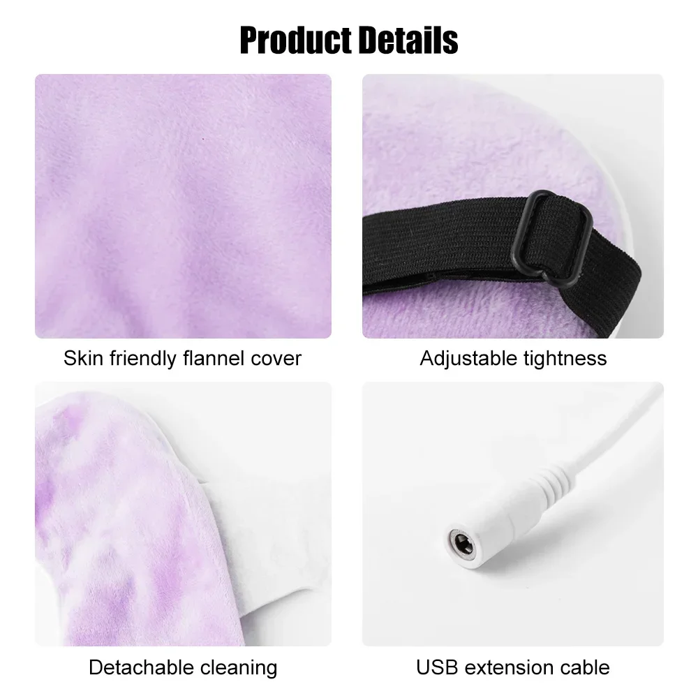 Reusable Eye Mask USB Electric Heated Mask Hot Compress Warm Therapy Eye Care Massage Relieve Tired Dry Eyes Sleep Blindfold